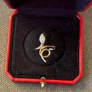 14k yellow gold diamond snake ring